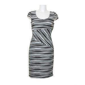 Frank Lyman Black & White Zebra Stripe Midi Dress